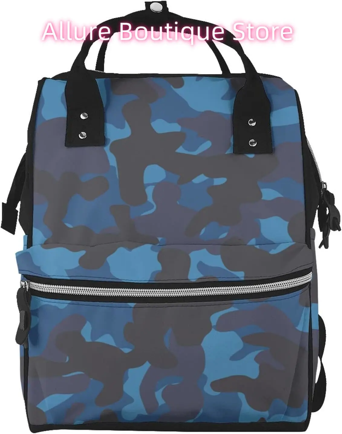 

Blue Black Camouflage Diaper Bag Backpack for Women Large Capacity Nappy Bag Multifunction Waterproof Mummy Backpacks for Mom Da