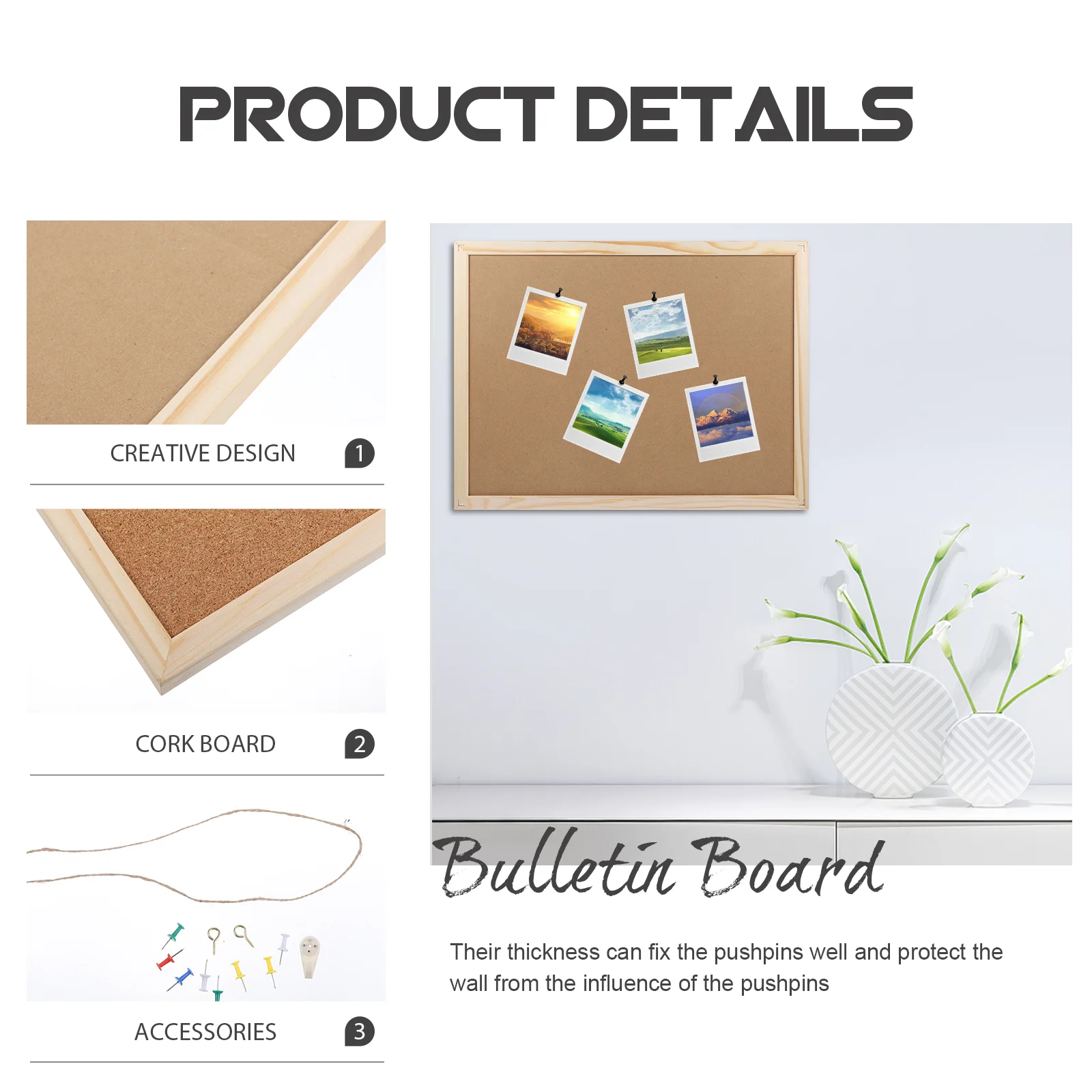 Bulletin Board Corkboard Hangable Announcement Boards Creative Message Decorative for Walls Office