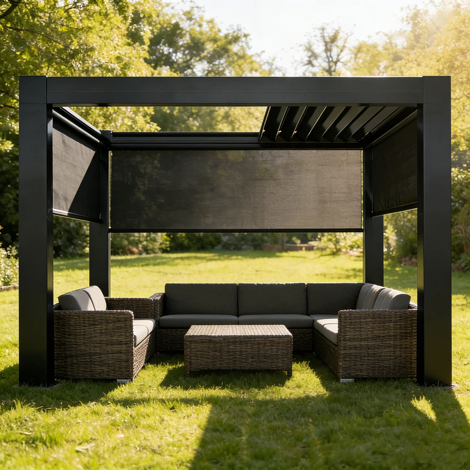 Heavy Duty Aluminum Pergola, Electric Louvered Roof, Waterproof Gazebo, UV Sunshade, Durable Rust-Resistant & Long Lasting