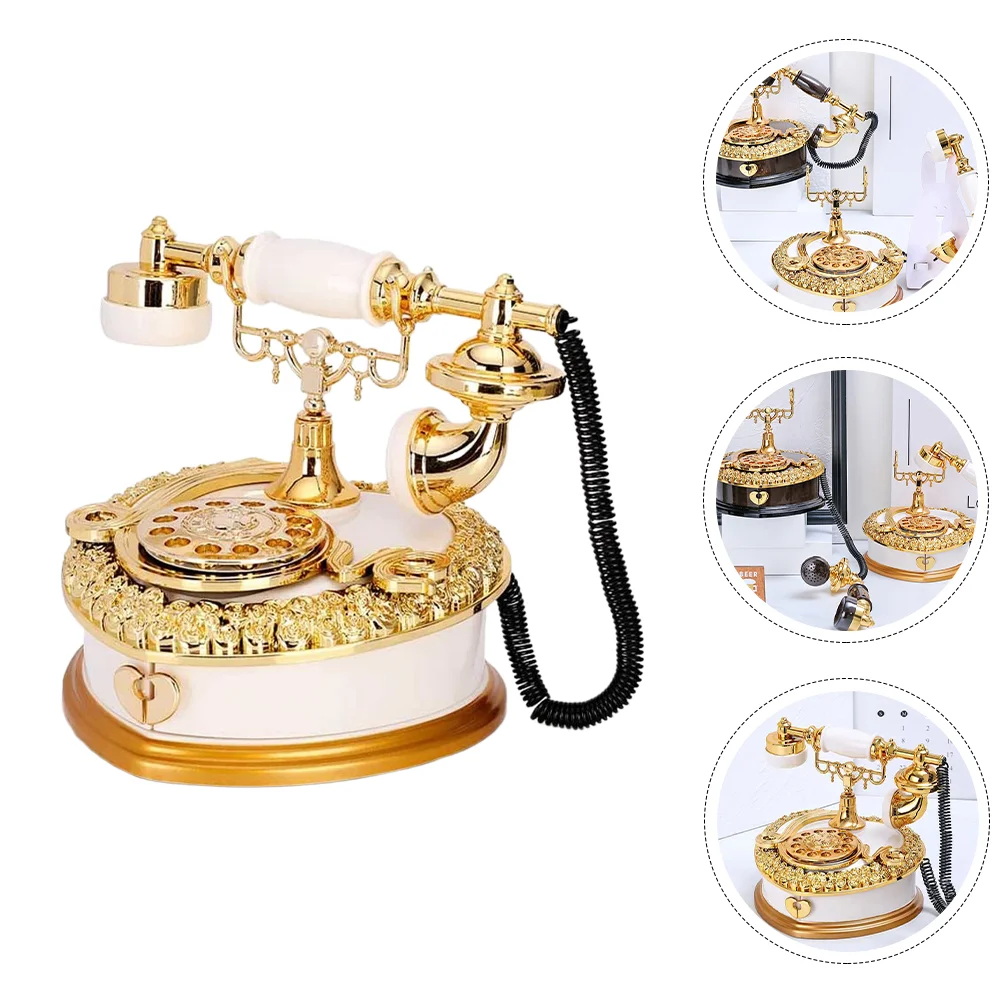 

Machine Telephone Music Box Office Accessories Decorative Storage Case Jewelry Vintage