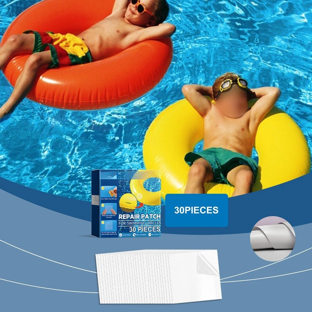 brand name Pool Repair Kit with 30 Transparent Waterproof Patches for Inflatable Swimming Rings and Pool Floats