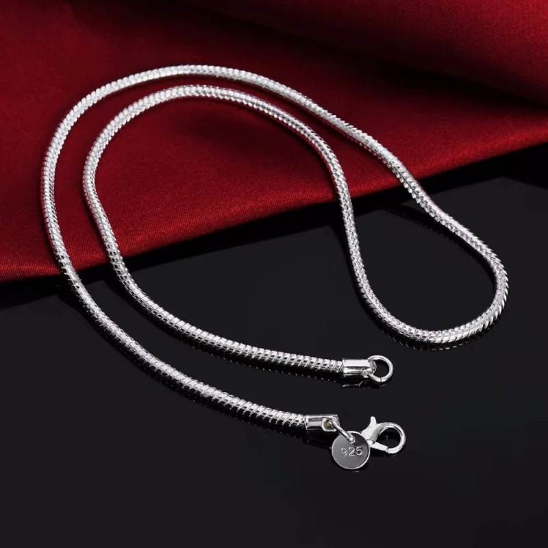 45-60cm 925 Sterling Silver 1MM/2MM/3MM Solid Snake Chain Necklace For Men Women Fashion Jewelry For Pendant Free Shipping