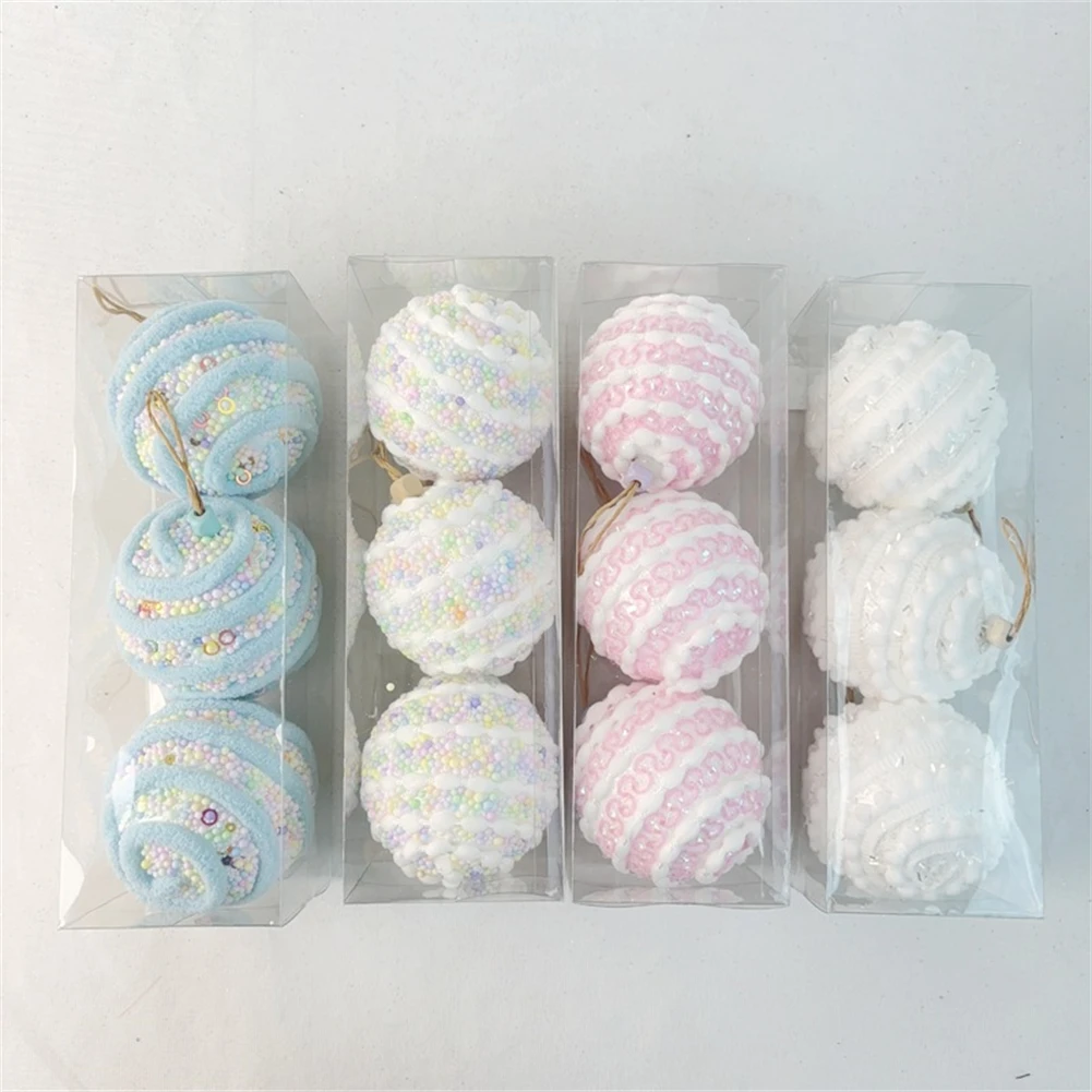 Aesthetic Appeal with Colorful Designs on These Decorative Xmas Balls For Tree and Table Centerpieces Set of Three