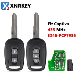 XNRKEY 2/3 pulsante chiave a distanza per Auto ID46/PCF7936 Chip 433Mhz per Chevrolet Captiva Opel Antara Auto Keyless Car Key Fob