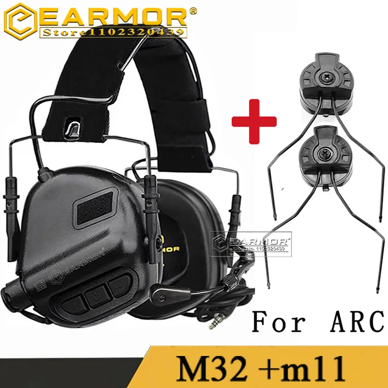 

earmor M32 MOD4 Tactical Shooting Earmuffs&ARC Rail Adapter Military Noise Canceling Communication Headphones Airsoft Headphones