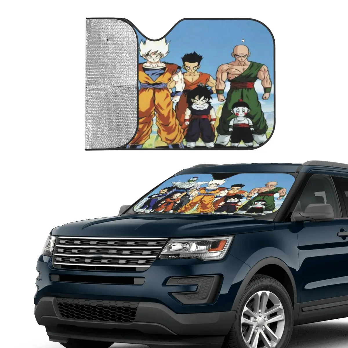 Osłona przeciwsłoneczna na szybę samochodową Dragon Ball Z Dragonball Anime, uniwersalna, na przednią szybę, blokująca promienie słoneczne, 70x130cm, odbijająca ciepło.