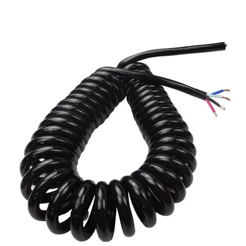 4Core PUR Spring Spiral Cable 24/22/18/17/15/11AWGWire 0.2mm2-4mm2  Telescopic Stretch1to5Meters Stretchable Shrinkable Cable image 5