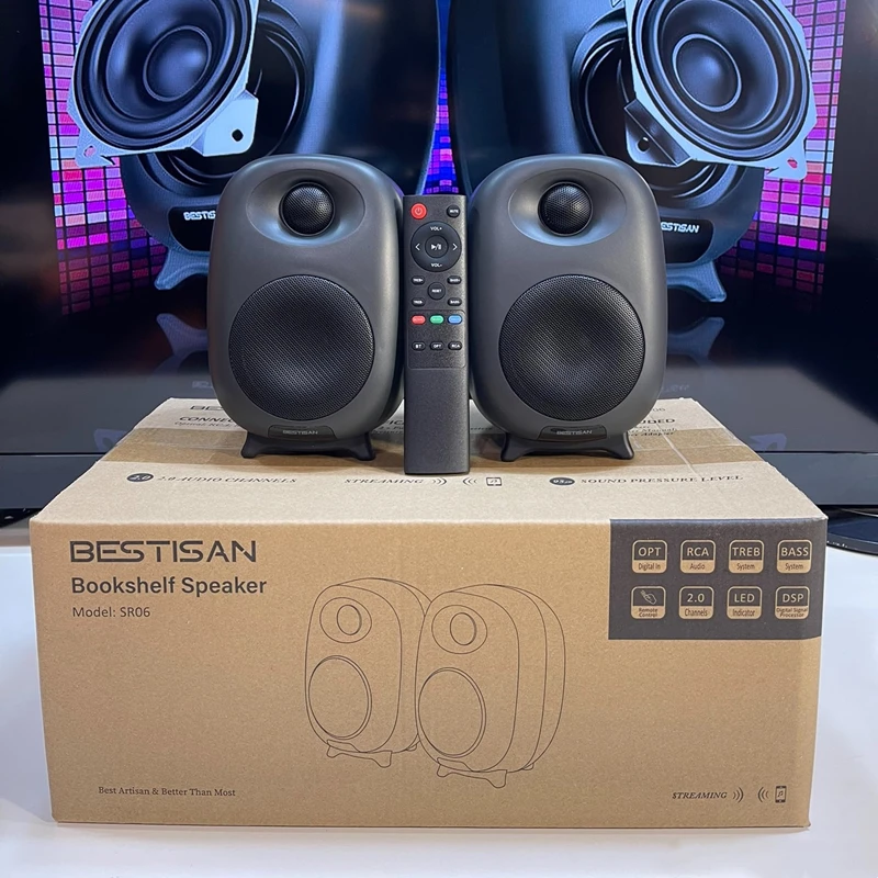 Bestisan SR06 Bluetooth Speakers Home Theatre PC TV Bookshelf Speakers Surround Sound Wireless Subwoofer 60W Super Bass Boom Box