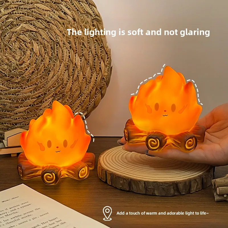 Cartoon Bonfire Night Light Led Electronic Candle Bedroom Bedside Decorative Ambient Light Gift Desktop Ornament