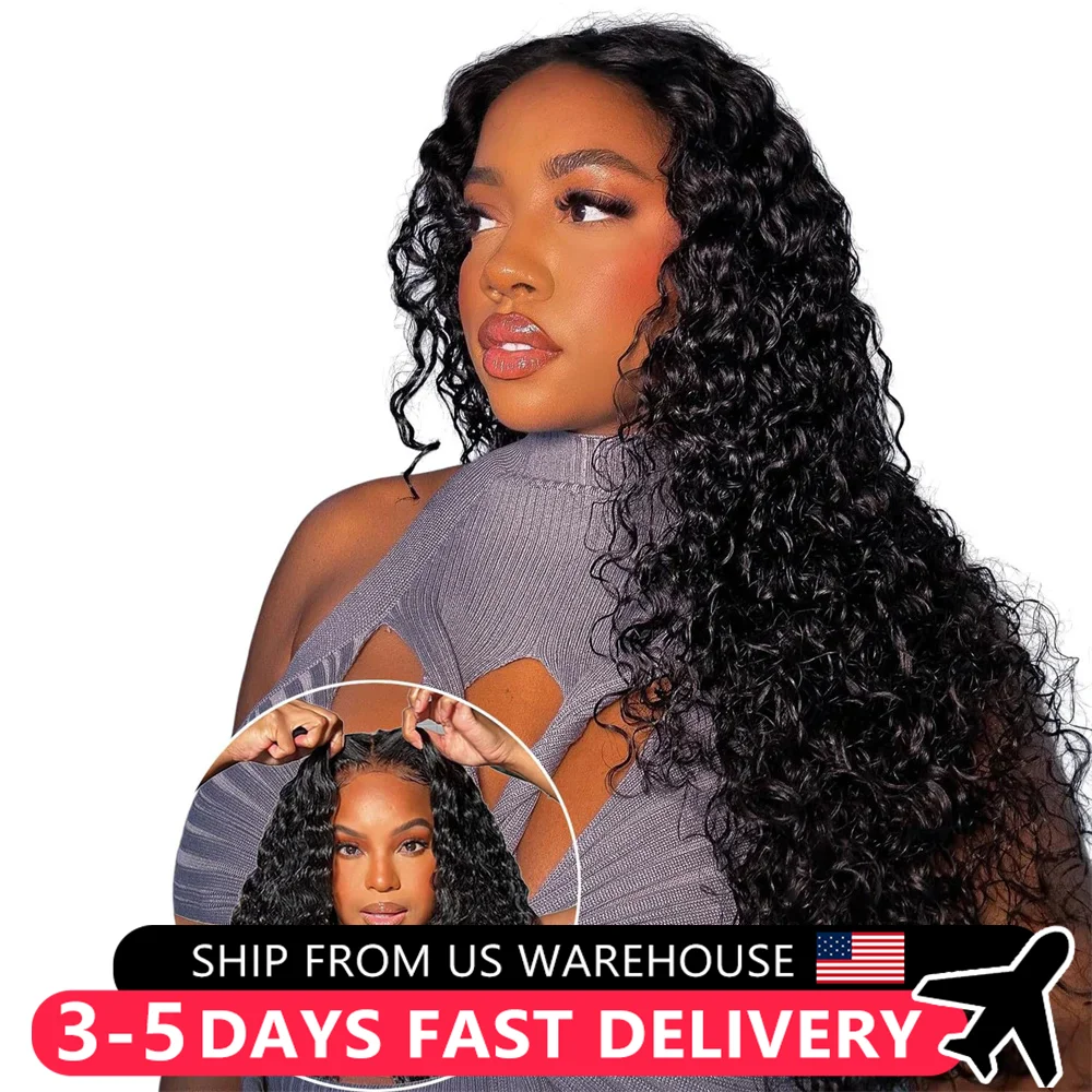 Deep Wave Glueless Wigs Ready To Go 13x4 HD Lace Front Wigs Transparent Human Hair 5x5 Curly Wave Lace Closure Wigs For Woman