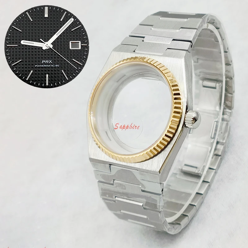 Mod PRX Super Player Watch Cases Sapphire Glass Case Fits NH35 NH36 4R36 4R35 Movement Transparent Back Cover Watch Repair Parts