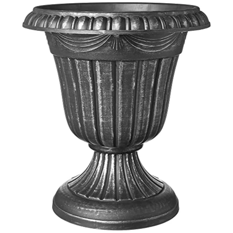 

Classic Traditional Plastic Urn Planter, Indoor/Outdoor Garden Plant Pot Garden Décor, 16" x 18"