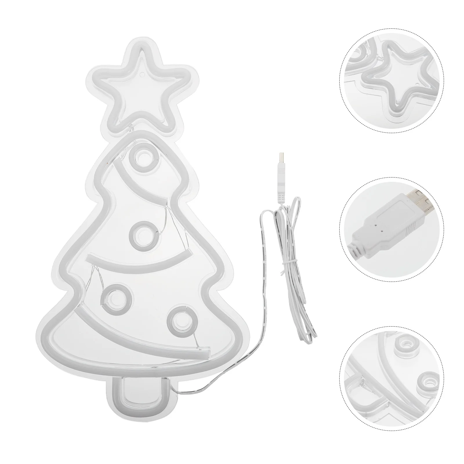 

LED Christmas Tree Decor Neon Light Ornament Xmas Adornment High-Quality Material USB Powered Festive Atmosphere