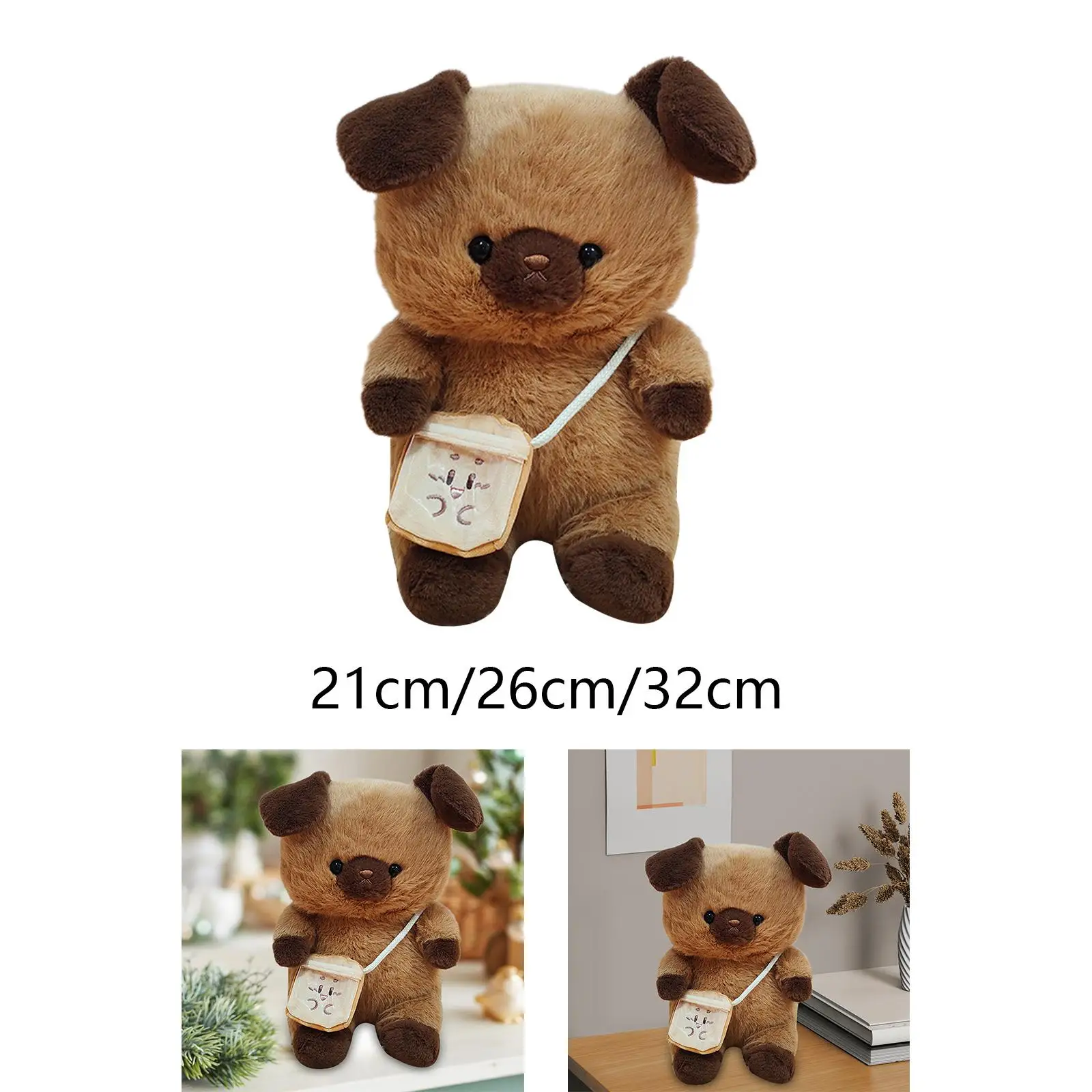 Plush Dog Toy with Shoulder Bag Car Cute Stuffed Animal for Children Adults
