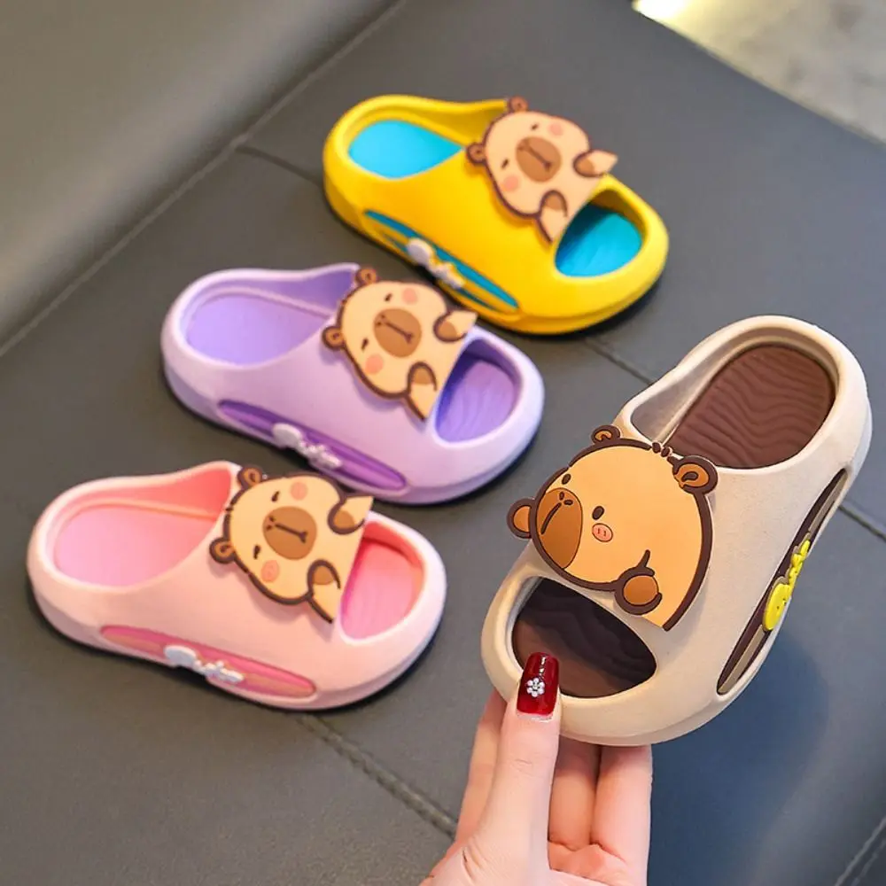 

Soft Cartoon Cute Capybara Slippers Anti Slip EVA Cartoon Animal Slippers Platform Solid Color Children's Bathroom Sandals Boys