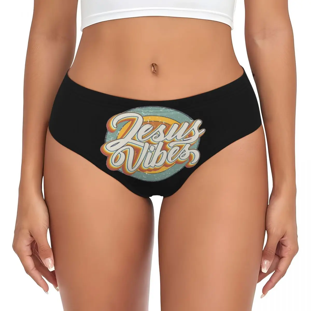 

Custom Women's Jesus Cursive Christian Cross Panties Underwear Female Soft Briefs Underpants