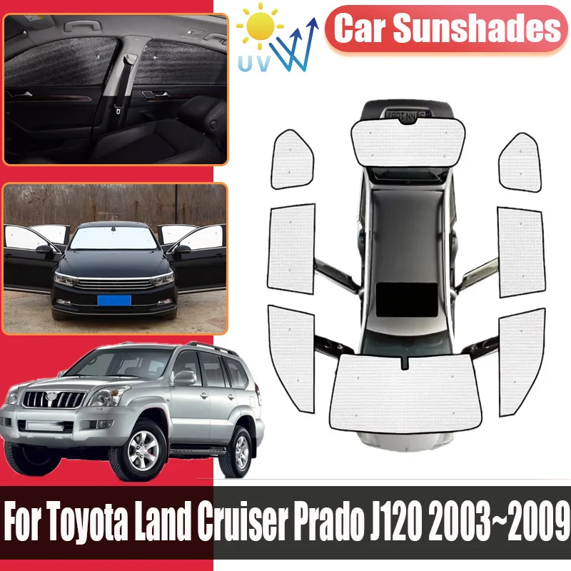

Анти-УФ для Toyota Land Cruiser Prado J120, аксессуары 2003 2004 2005 2006 ~ 2009 LC120 FJ120, автомобильные солнцезащитные козырьки с полным покрытием, окно