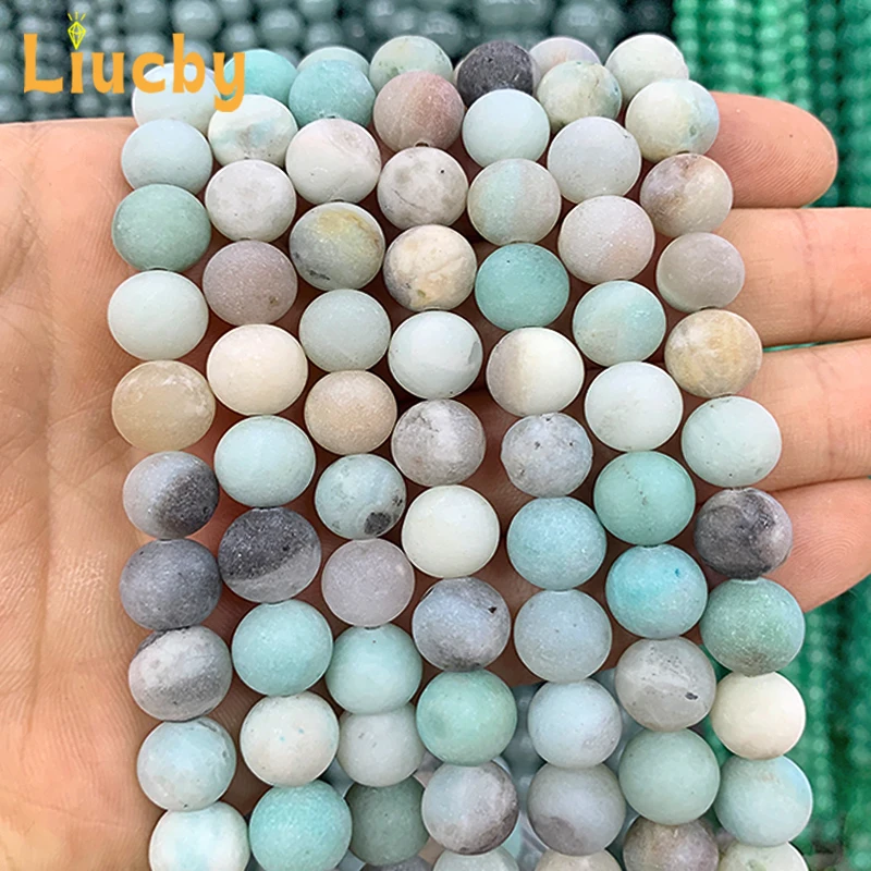 ماتي حجر الأمازون الطبيعي الخرز اليدوية DIY بها بنفسك الاكسسوارات الشعبية Handstring أقراط لصنع المجوهرات 15 "ستراند 4/6/8/10/12 مللي متر