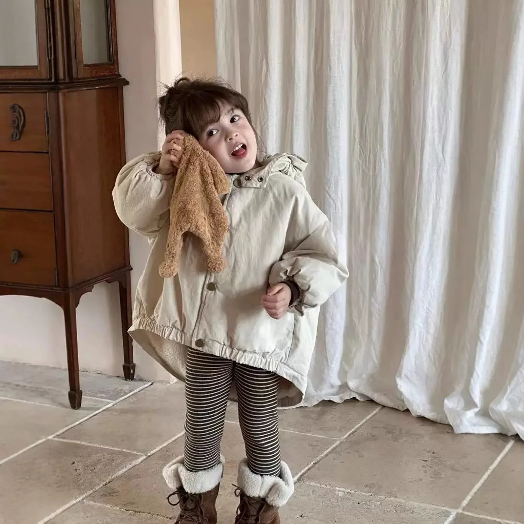 Girls High-Low Hooded Padded Coat – Thick Quilted Winter Jacket, Long Sleeve Outerwear for Toddlers Winter Coat