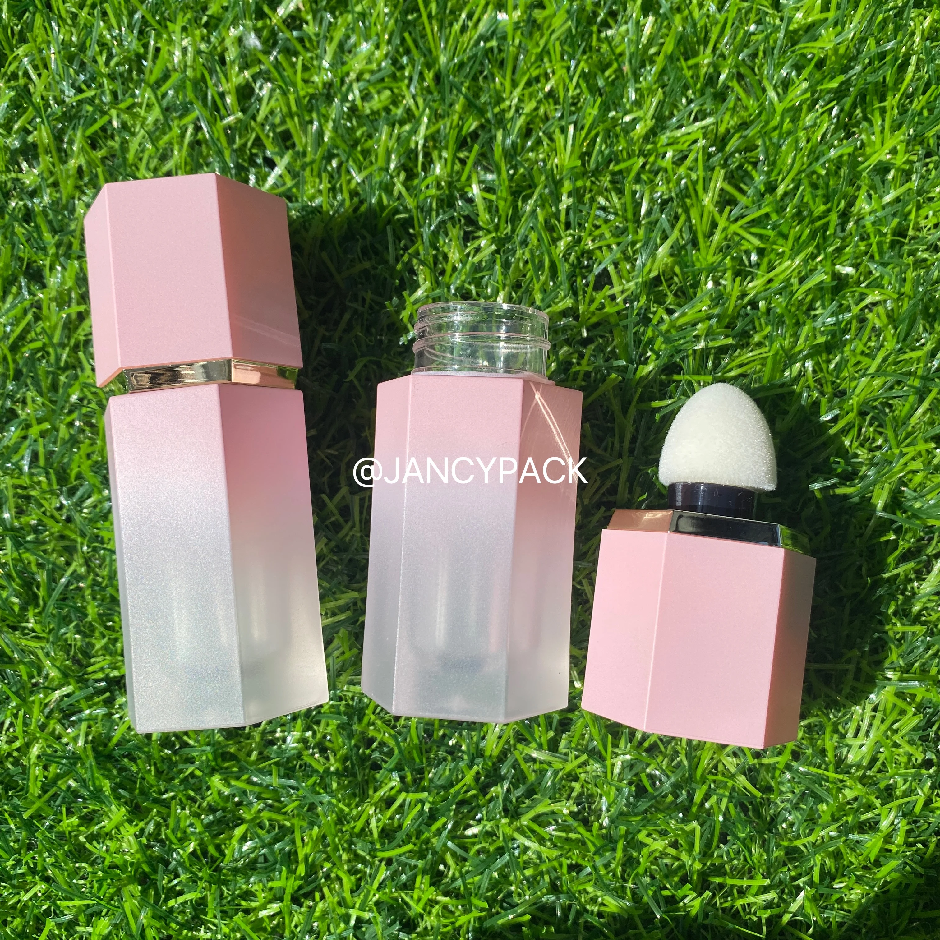 7ml Pink empty Blush Contouring Shadow Blusher Powder Cheek Tint Cosmetics container bottle with soft sponge