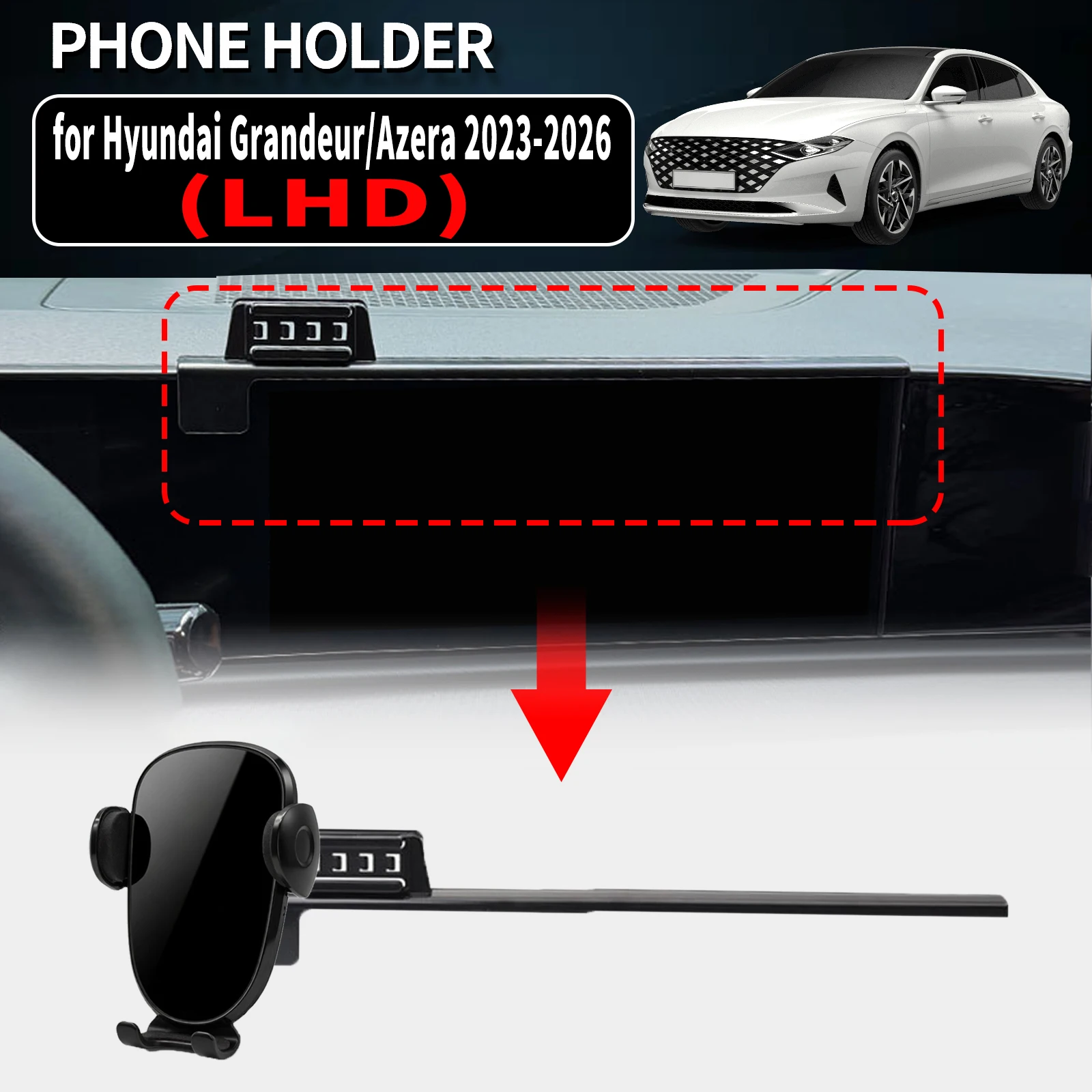 for Hyundai Grandeur Azera GN7 2023-2026  ​​Vehicle-Specific Phone Holder Mount Car GPS Stand Easy Fix Auto Accessories