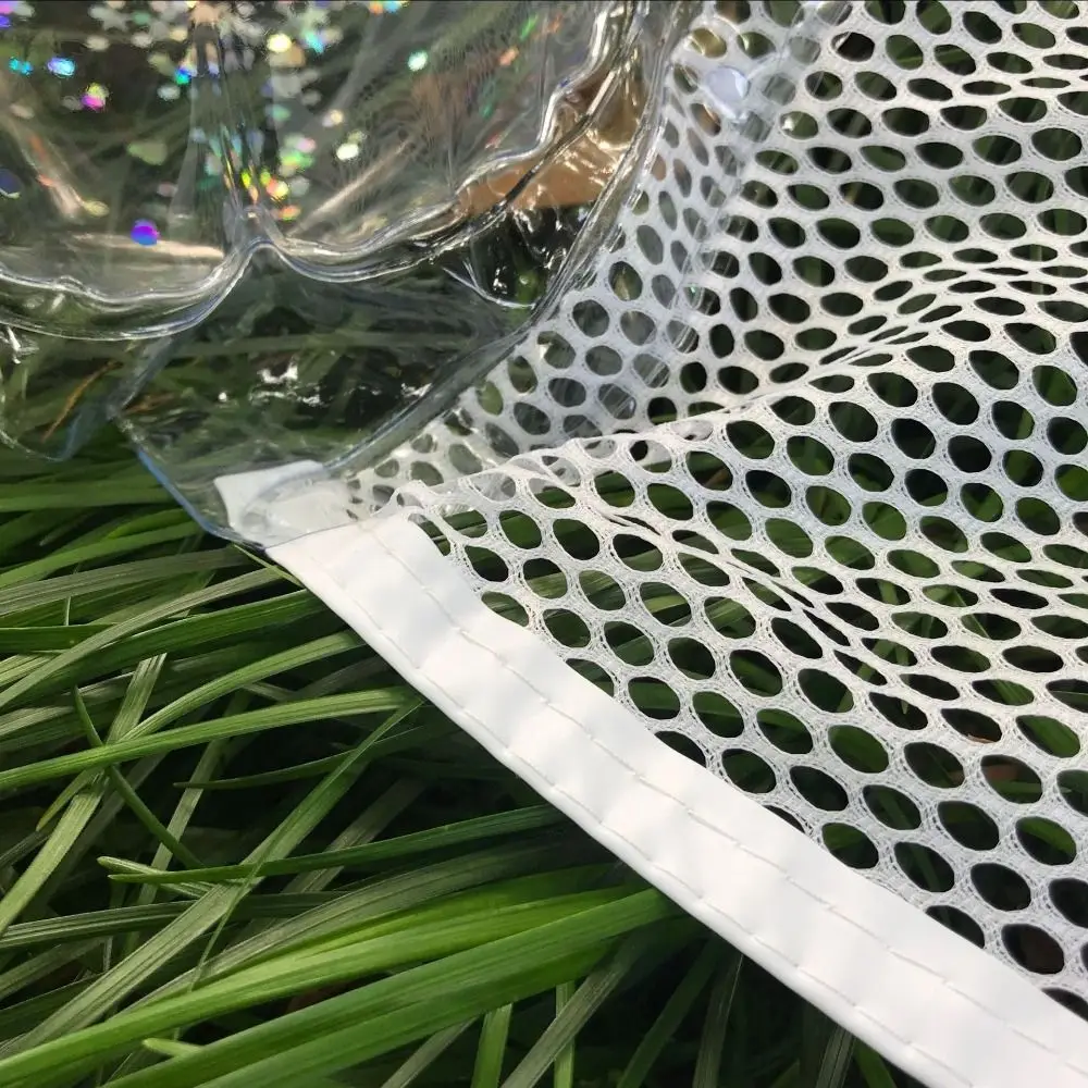 Foldable Inflatable Water Hammock Transparent Glitter Durable PVC Floating Lounge Chair Inflatable Design Stripe Pattern