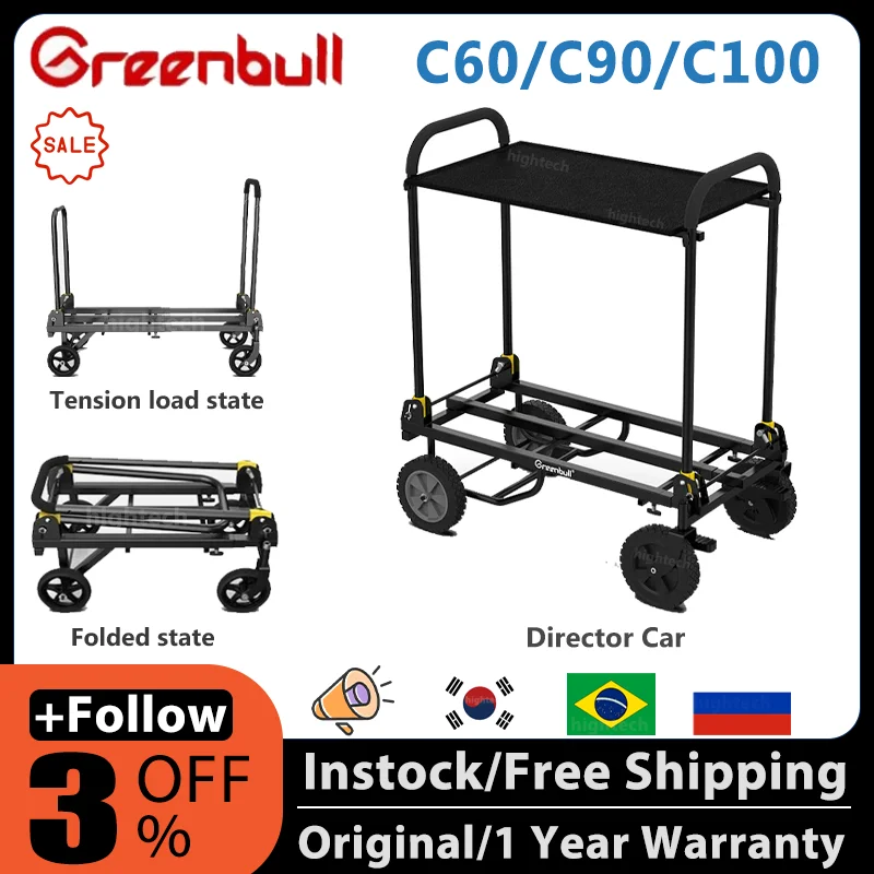 Greenbull C60 C90 C100 Director Car Movie Director Cart for Film Video Max Load 180kg Dolly Cart for Film Photography Shooting