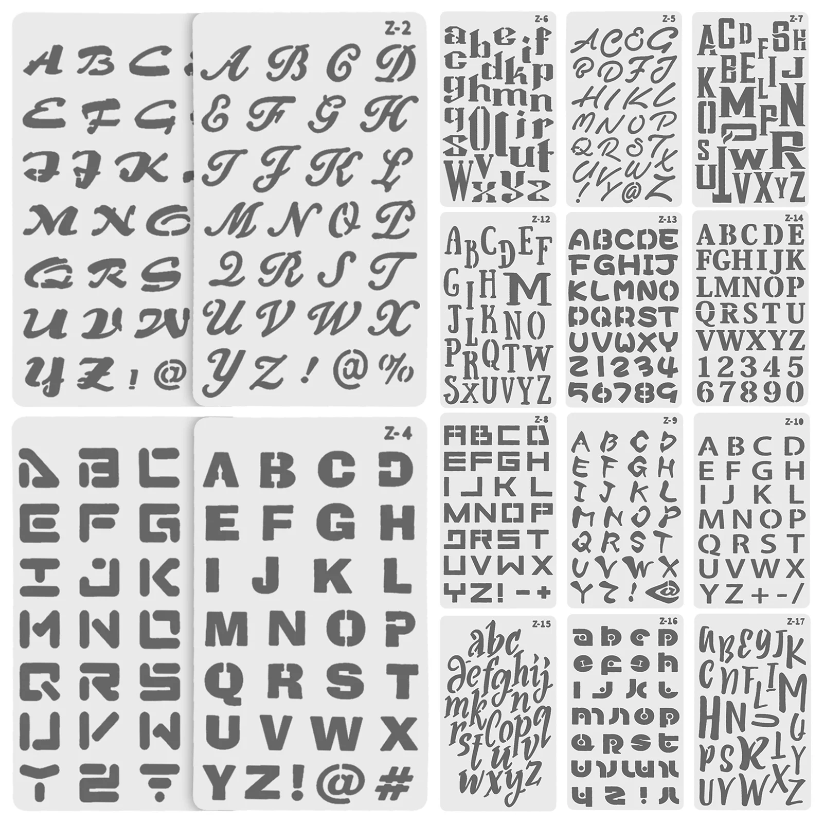 20Pcs Easy Clean Plastic Stencils for Painting Small Lettering Templates DIY Scrapbook Journaling Crafts Drawing Decor