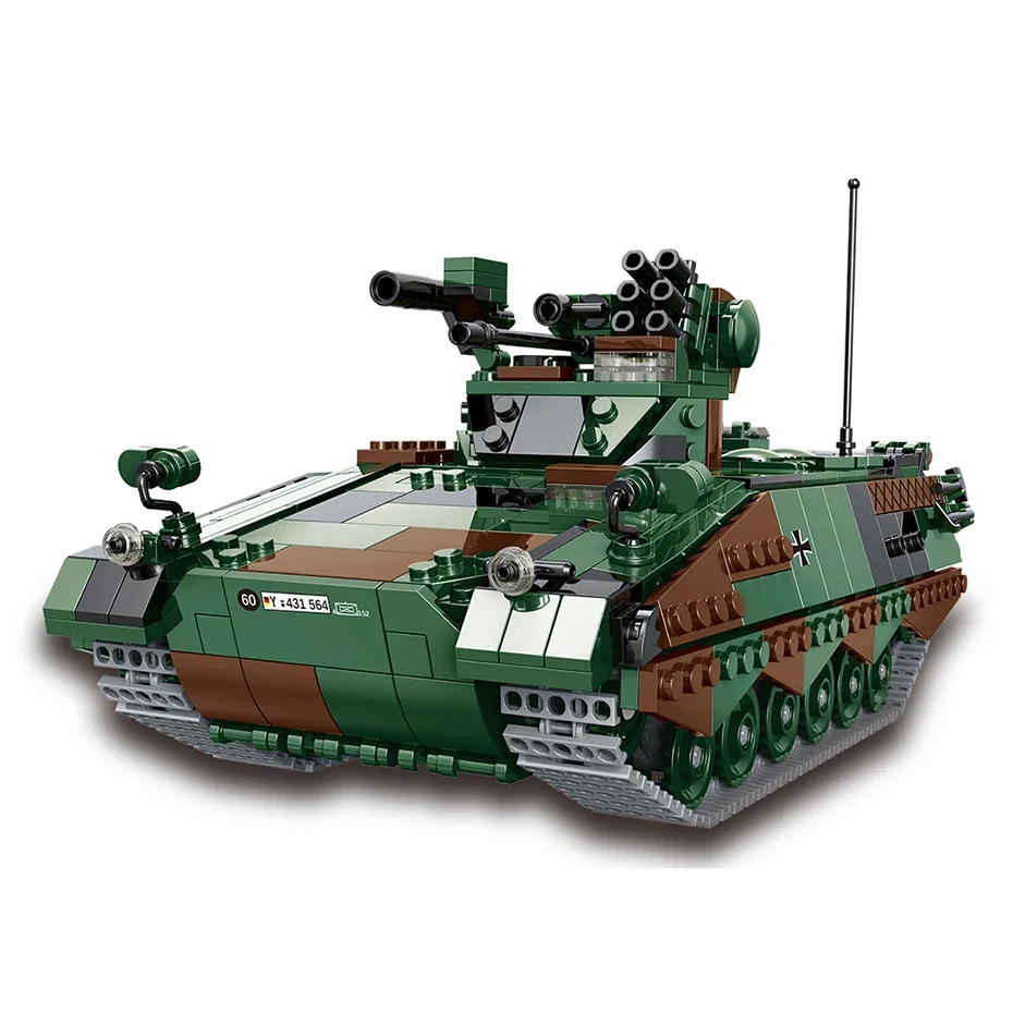 DIY Duitsland Militaire Serie HX-8 Elefant Tractor PZH2000 Kanon Luipaard Tank Lars-2 Rocket Launcher Bouwstenen Bricks