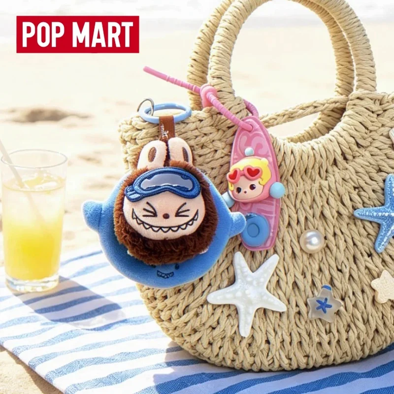Оригинальные мини-подвески POP MART Bubble Mini Beads Island Vacation: милые фигурки Star Man и Labubu для сумок, игрушки-сюрпризы, подарки