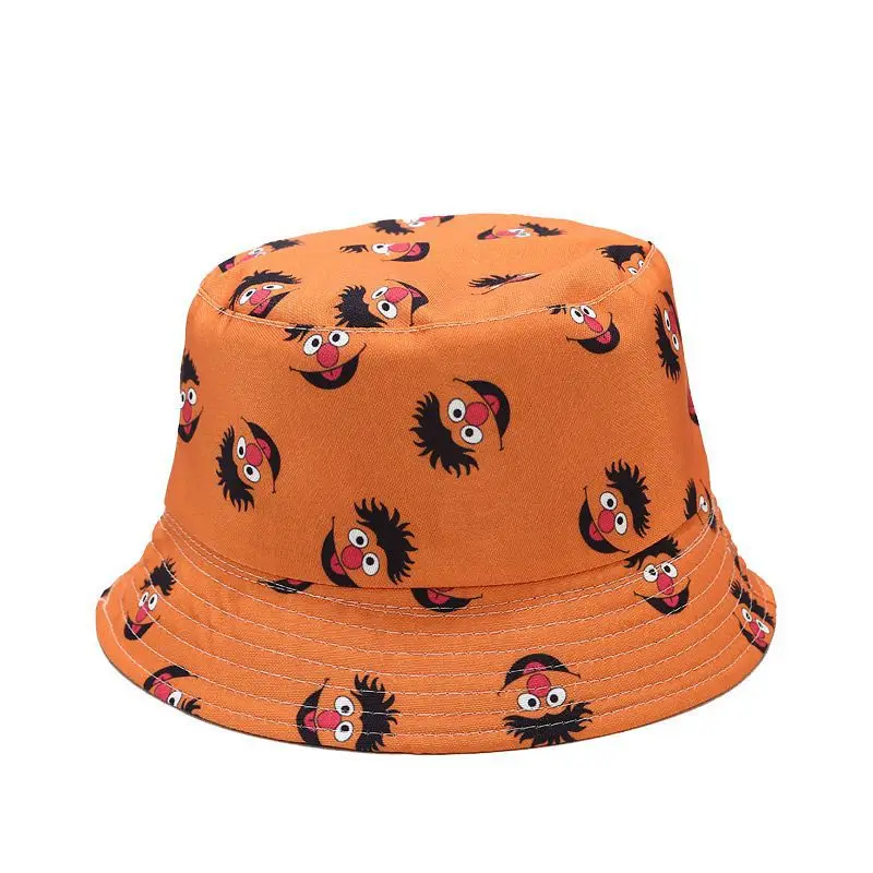 Summer Fisherman Hat Reversible Cartoon Bucket Hats For Women Men Street Hip Hop Bucket Cap Vintage Printed Fishing Hat