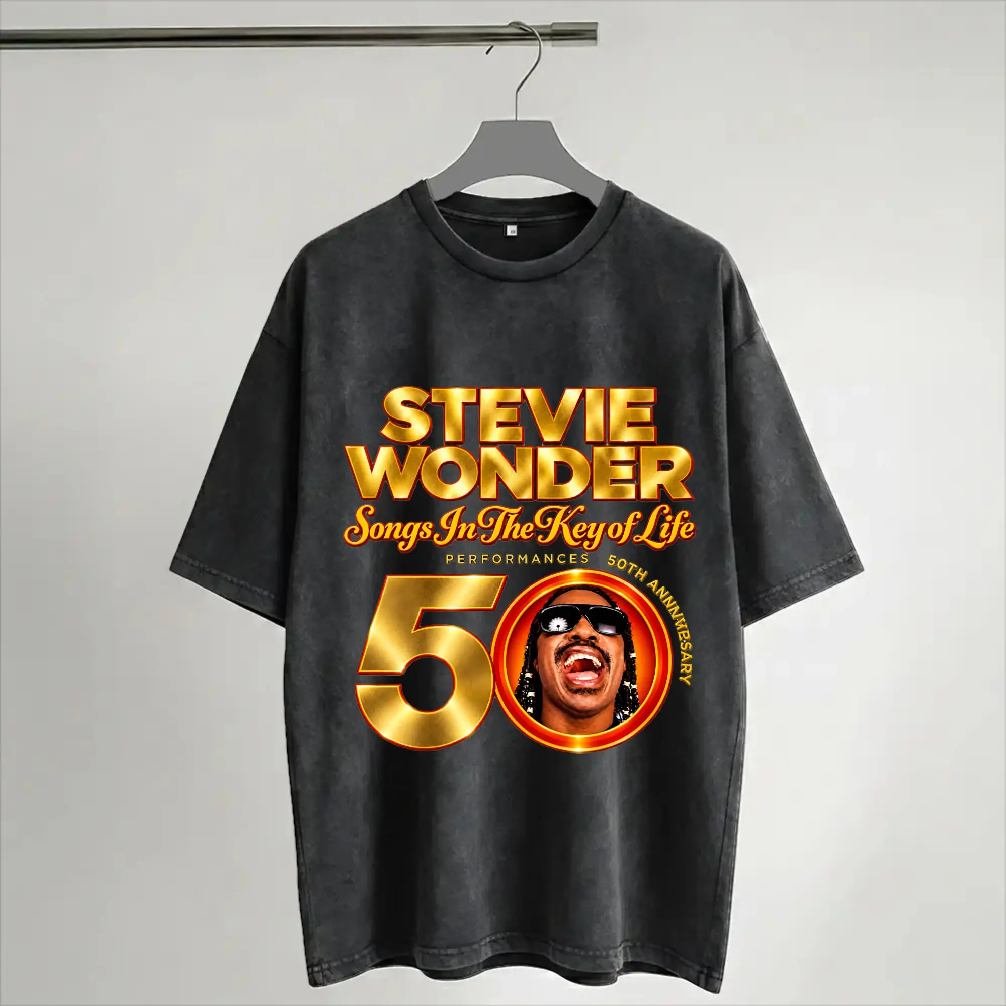 Stevie Wonder Songs in The Key of Life 50th Anniversary Tour Outfit Washed T Shirts Men Women Streetwear Hip Hop T-Shirt Summer
