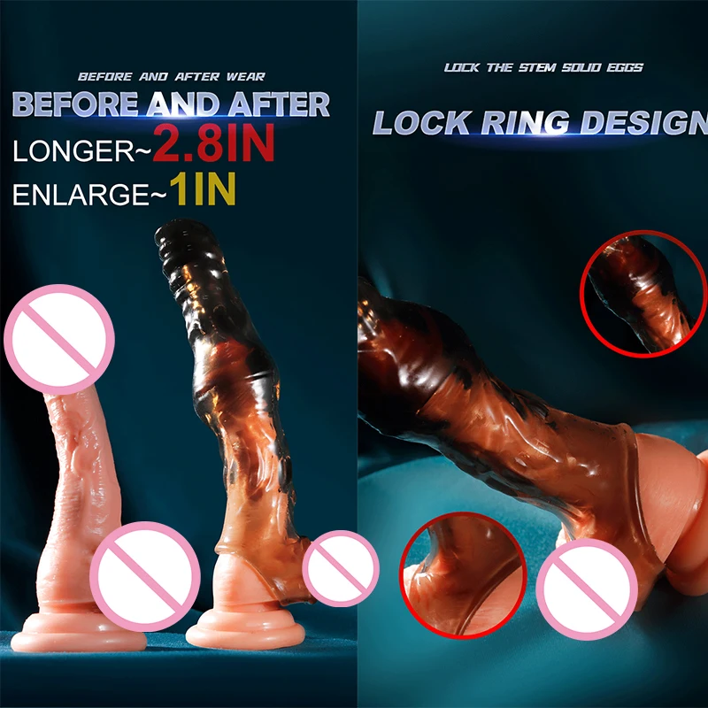 Penis Extension Sleeve Soft Delayed Ejaculation Condoms Beast Penis Extender Dick Sleeve Adult Sex Toys For Men Massage Vagina