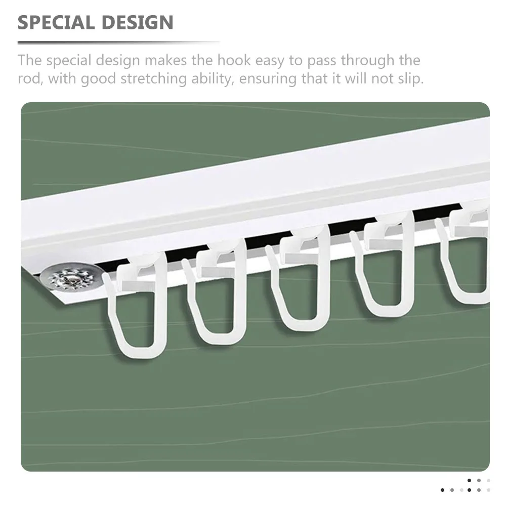 

50Pcs Curtain Rail Hooks Plastic Lightweight Shower Curtain Accessories Replacement Bath Drapery Hooks