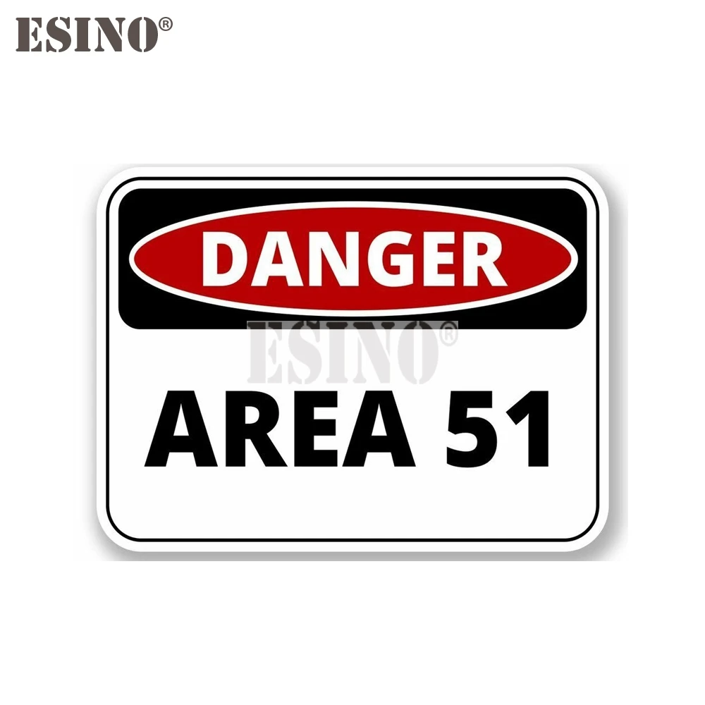 Car Styling Creative Funny Warning Danger Area 51 Alien America Cartoon PVC Decal Waterproof Car Body Sticker Pattern Vinyl