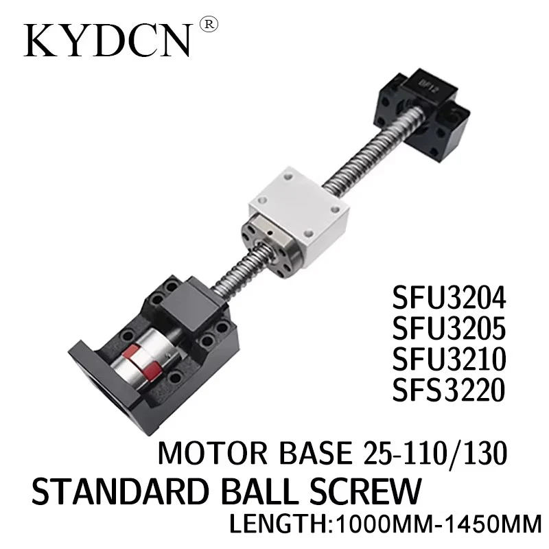 

SFU3204 SFU3205 SFU3210 SFS3220 Ball Screw Length 1000-1450mm Screw Nut Holder Plus BKBF Support Seat And Coupling Ball Screw