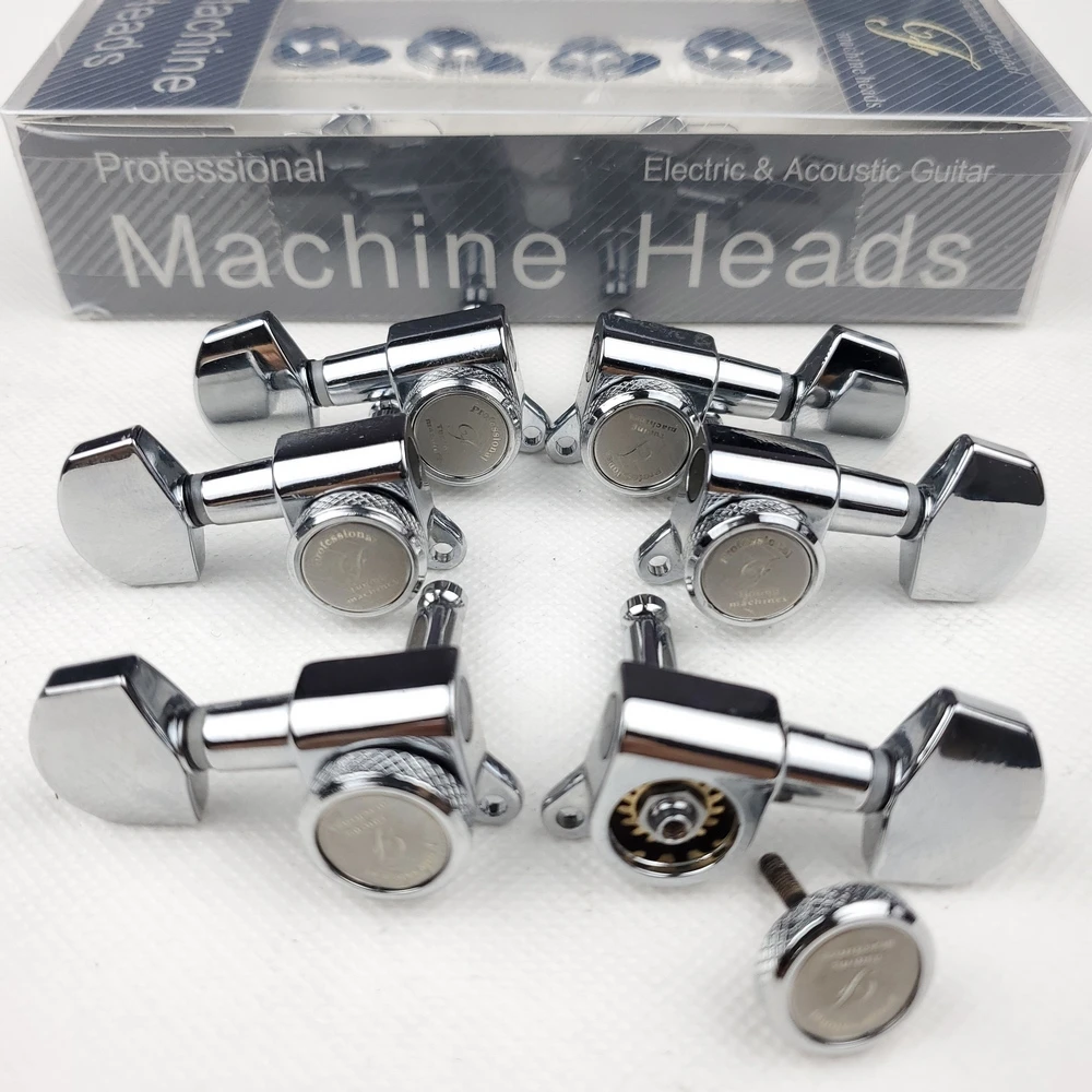 

1 Set L3+R3 Guitar Locking Tuners Electric Guitar Machine Heads Tuners Lock String Tuning Pegs Chrome Silver