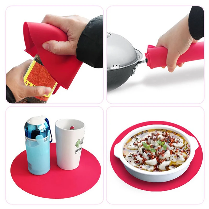 30cm Non-Stick Round Microwave Mat Fryer Pad Resistant Silicone Baking Pad Induction Cooker Mat Table Mate Pastry Tray