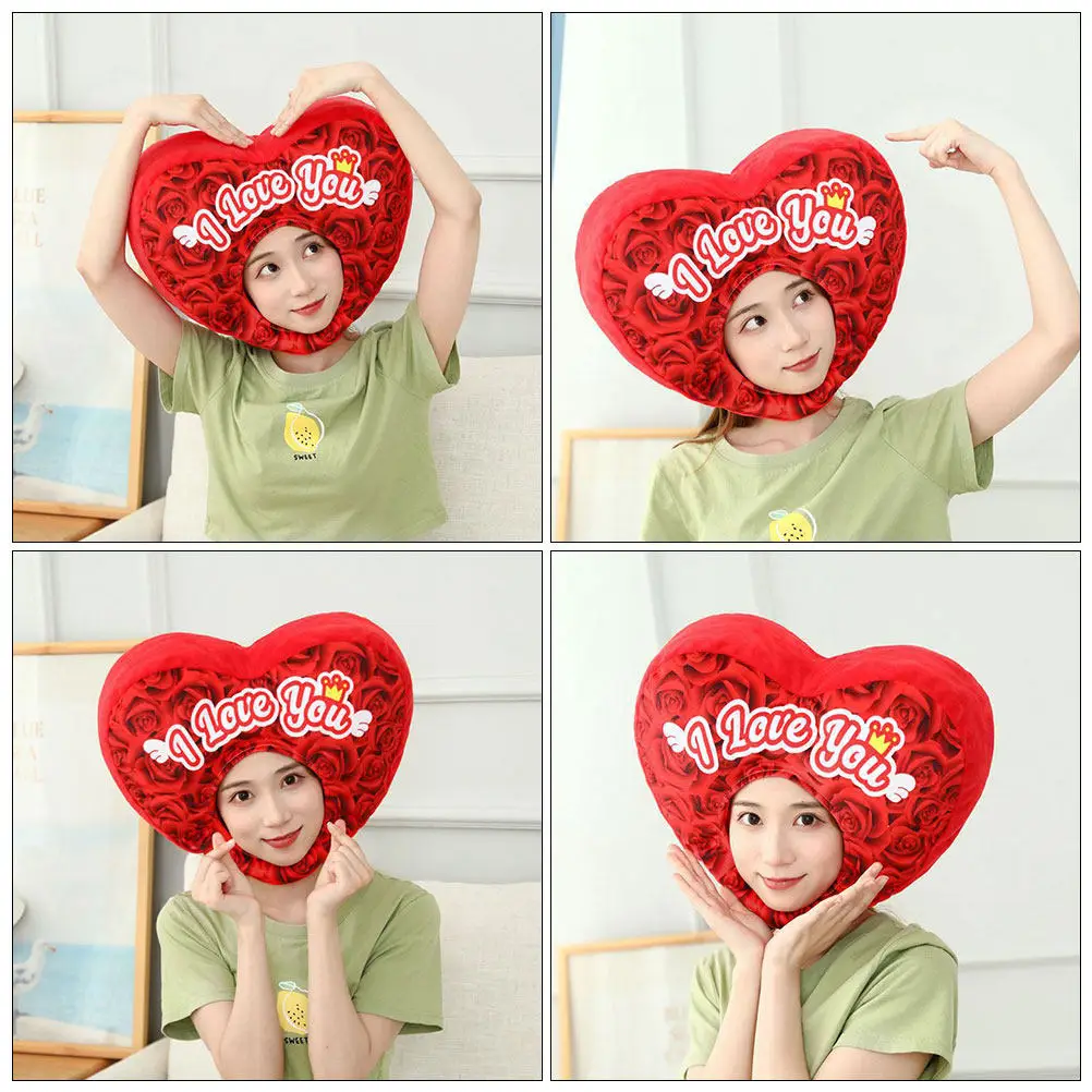 Rose Heart Headgear Cute Costume Hat Valentines Day Party Cosplay Photo Prop Festival Novelty Fun Role Play Headwear