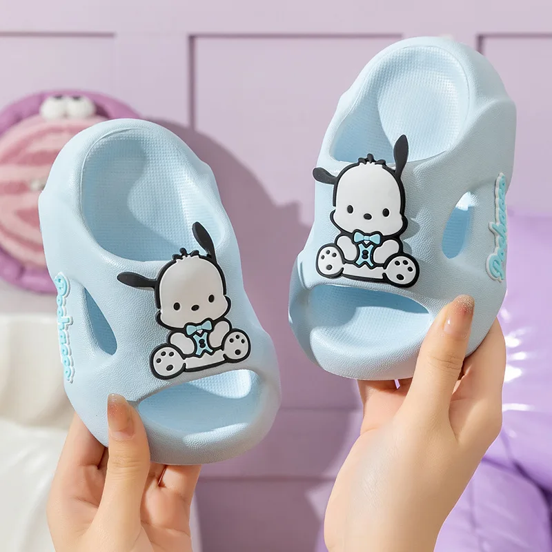 Kawaii Sanrio Children Summer Slippers Anime Cartoon Kuromi Cinnamoroll Kid Indoor Slippers Home Non-Slip Flip-Flops Girl Gift