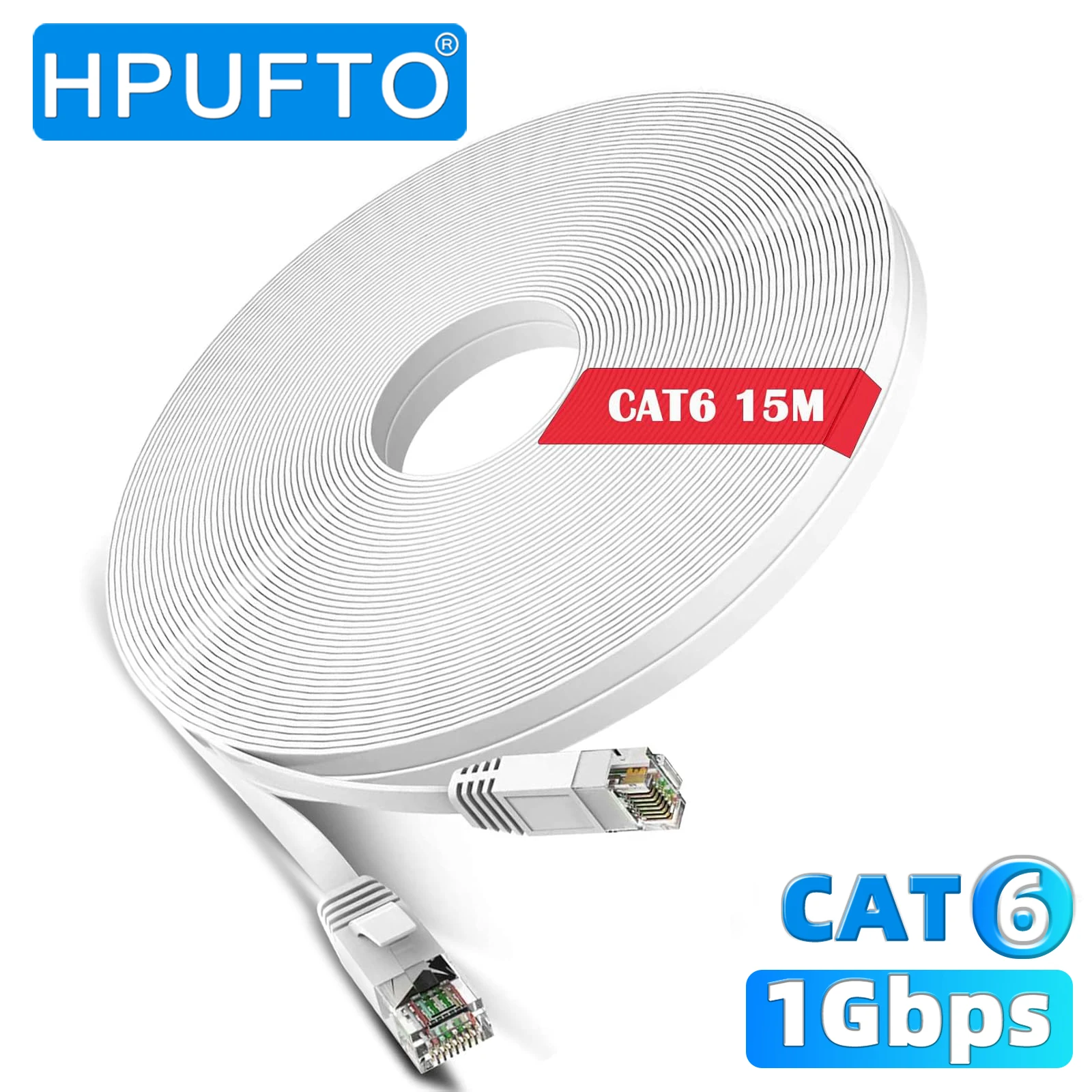 Cat 6 Ethernet Cable High Speed with Network Patch Cords LAN Cable Clips with Rj45 Connector for Router Modem Faster Than