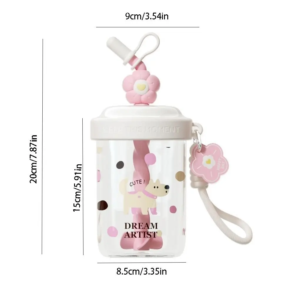 Drinkware Dust Cap Water Bottle High-capacity Heat-resistant Drinking Cup Cartoon Handheld Straw Bottle Student