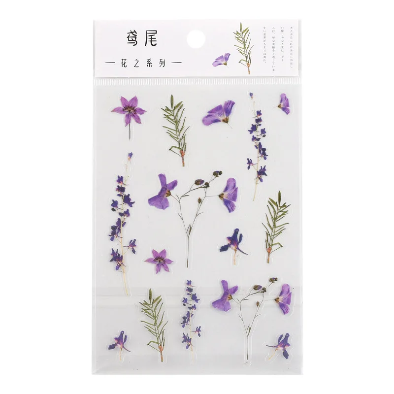 Card Lover 1 Sheets Waterproof Plant Sticker Transparent Flower Stickers Scrapbooking Journal Stationery