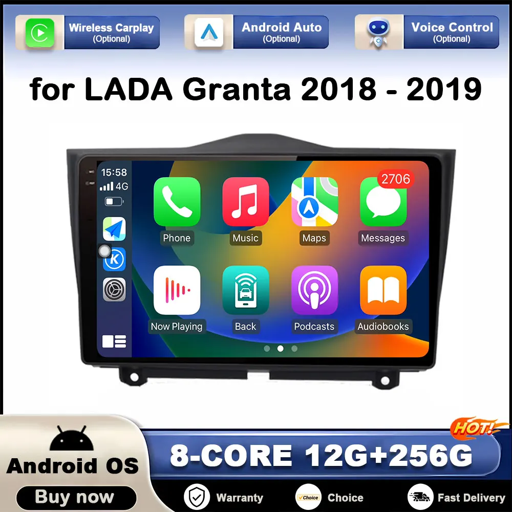 

for LADA Granta 2018 - 2019 Android OS GPS Navigation Car Multimedia Video Player DSP Stereo Autoradio WiFi IPS QLED Screen BT