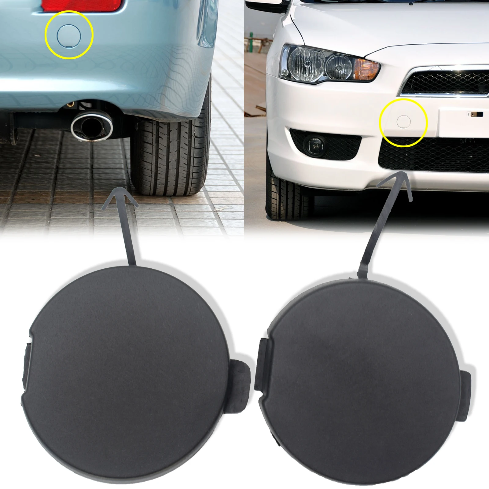 For Mitsubishi Lancer 2008-2015 Unprimed Car Tow Hook Cover Eye Towing Cap Rear Front Bumper Auto Accessories 2009 2010 2011