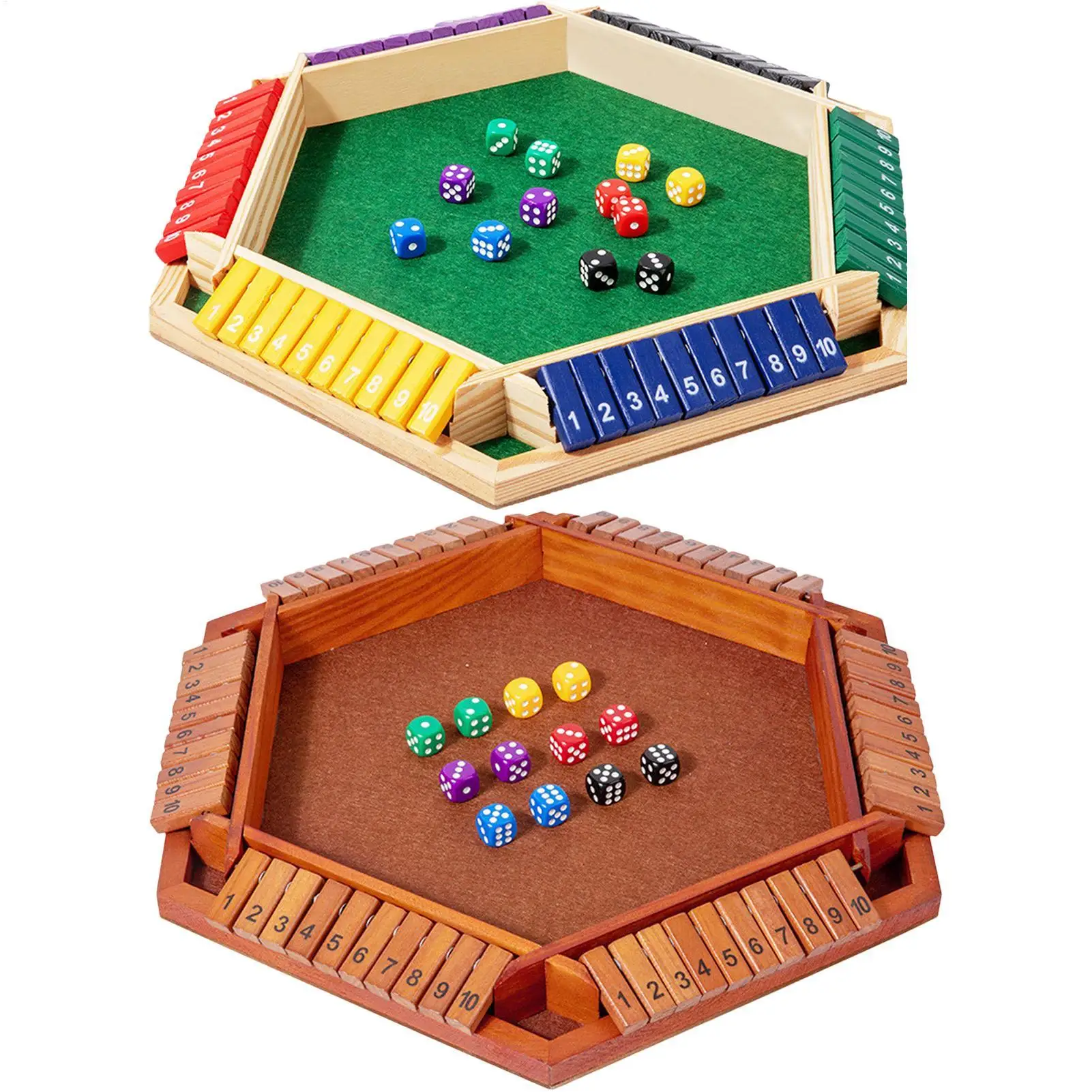 Shut The Box 6-sided Wood Tabletop Math Toy Board Entertainment Game for Outdoor Party Gathering School Travel Teens Adults Kids