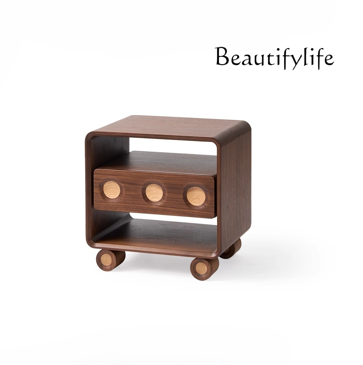 

Italian minimalist solid wood bedside table walnut modern simple bedroom home designer high-end bedside table