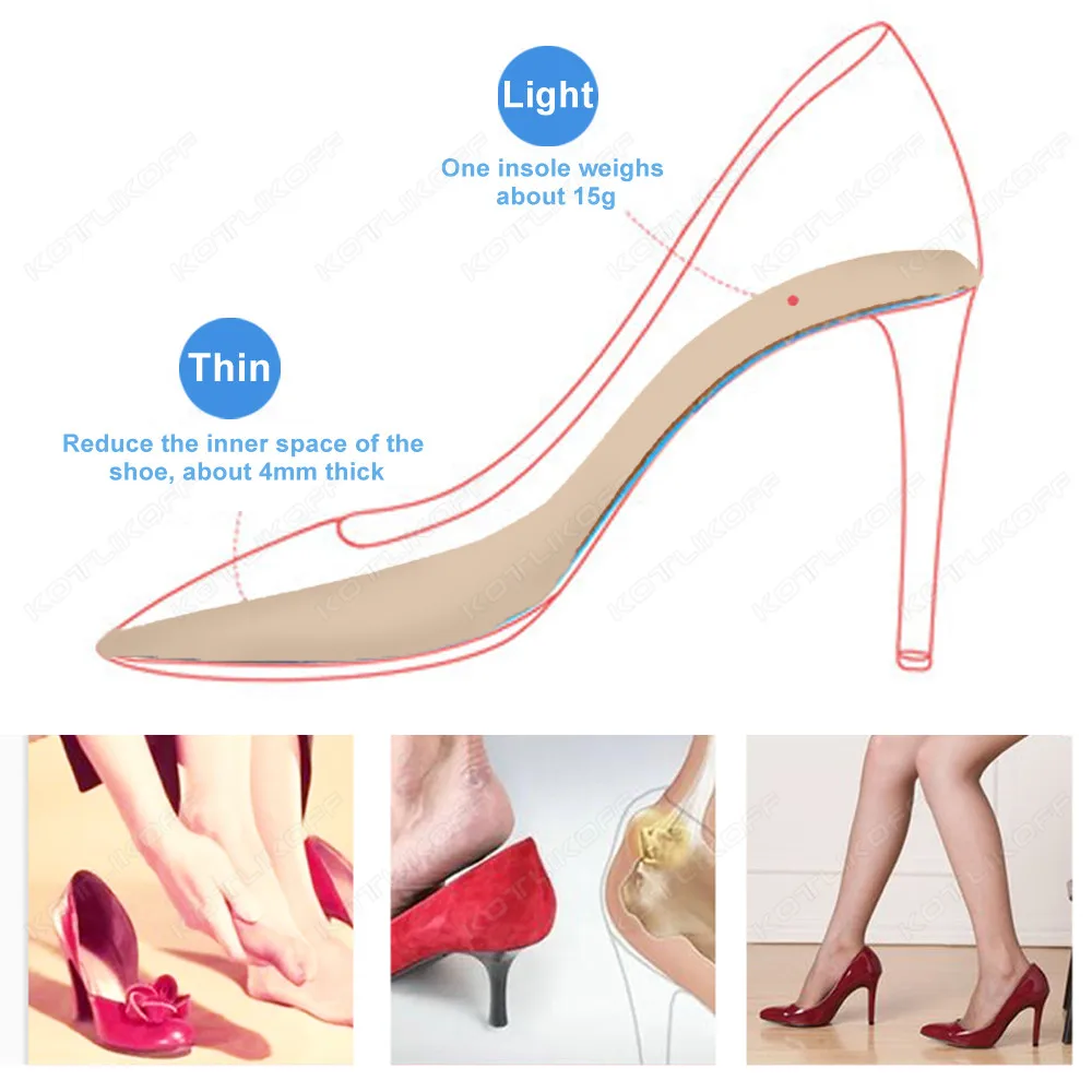 Soft Insole Pad Inserts Slow Rebound Comfort Breathable Women's High Heel Insole Massage Relax Deodorant Shoes Insoles Anti-slip