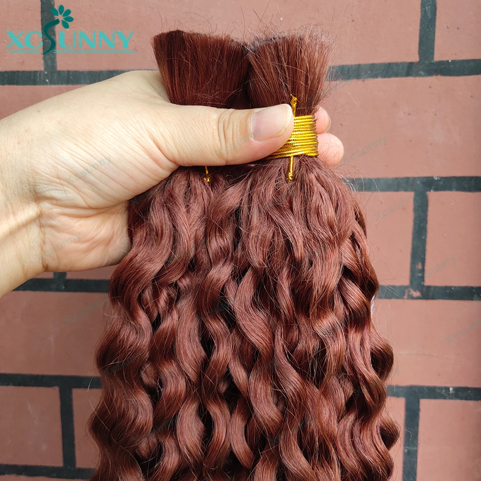 Bulk Human Hair For Braiding Loose Deep Bulk Human Hair Curly Extensions Bundles No Weft For Boho Braids Double Drawn Color 33