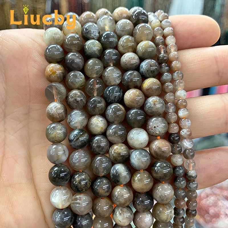 

Natural Stone Black Sun decoration Beads Diy Accessories anklet Handstring Crafts for Jewelry Making 4/6/8/10mm 15" Wholesales